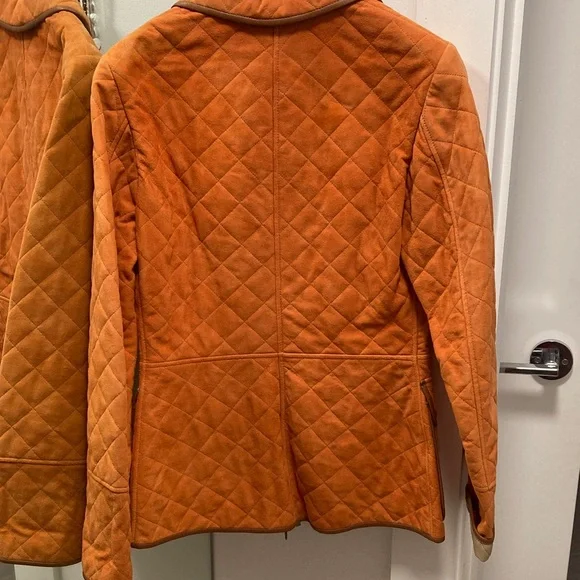 Elegant Orange Quilted Utility Jacket